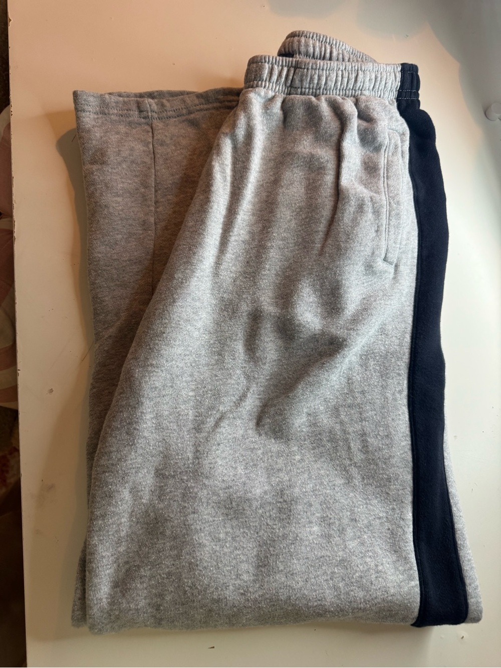 John Galt/Brandy Melville Grey w/ Navy Blue Stripe Anastasia Wide Leg Sweatpant